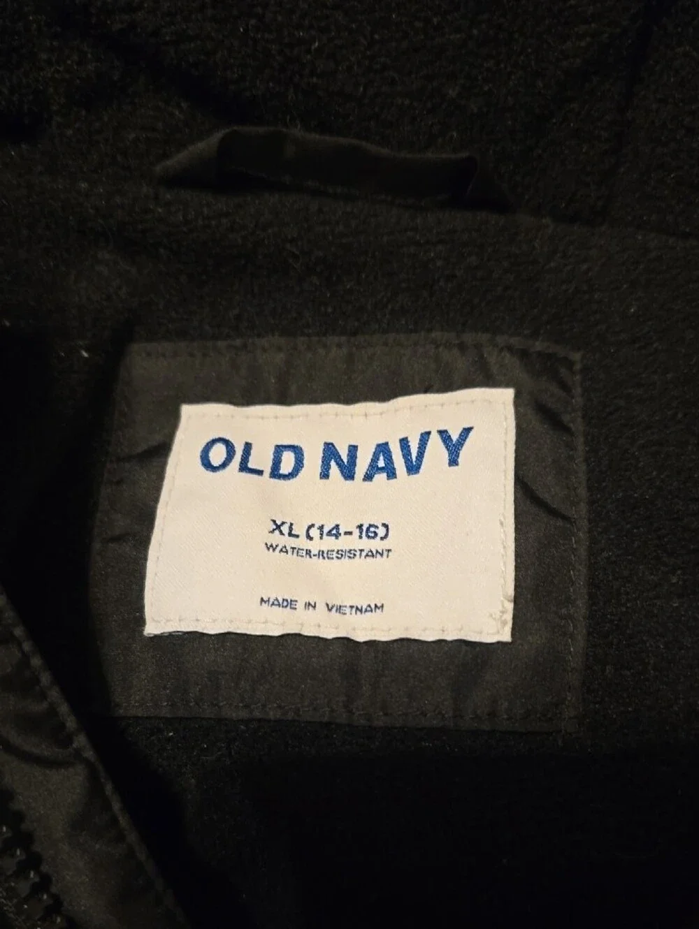 Old Navy Black and Cream Colorblock Puffer Jacket